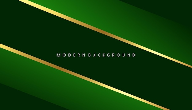 Luxury abstract geometric background with green overlay and gold stripes vector illustration