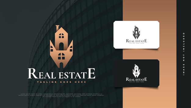 Vector luxury abstract house logo design for real estate company identity. construction, architecture or building logo design