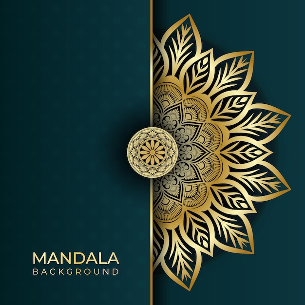 Luxury abstract Islamic mandala art background in gold color effects
