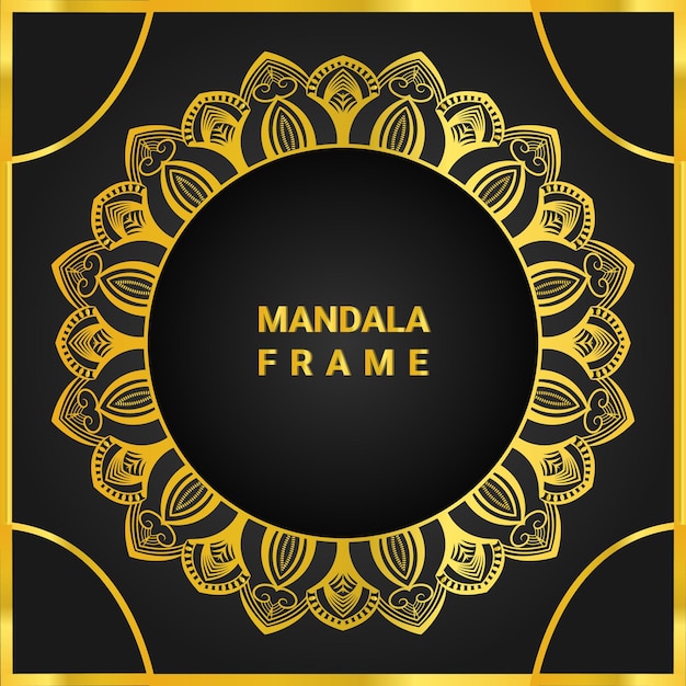 Luxury abstract mandala art mandala design background in gold color frame background vector