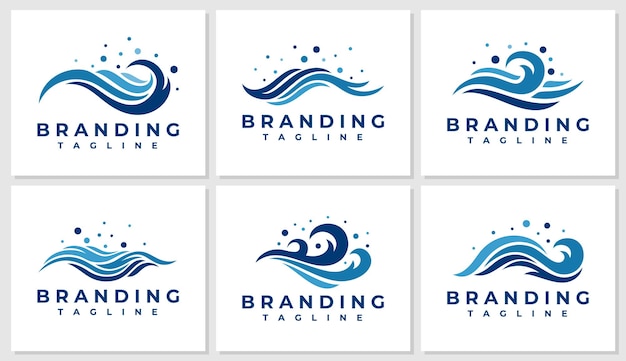 Luxury abstract sea wave logo design bundle