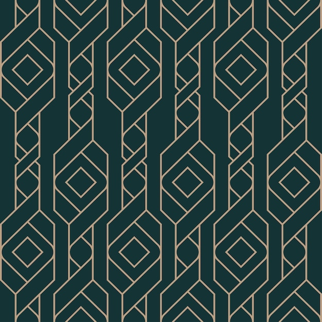 Luxury abstract seamless pattern, gold pattern on dark green.