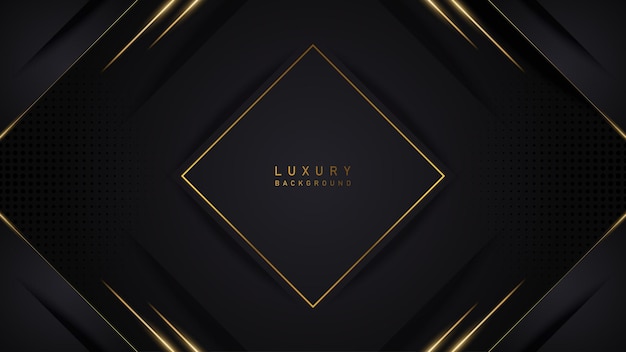 luxury abstract shiny gold line on black background vector illustration for certificate design