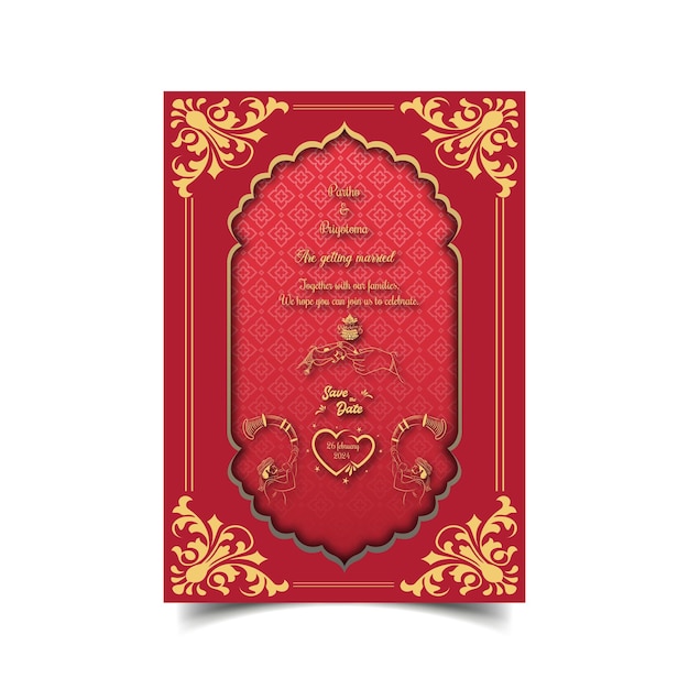 luxury and abstract wedding invitation card