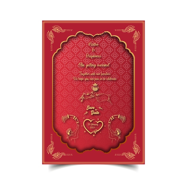 luxury and abstract wedding invitation card