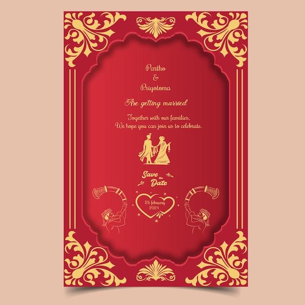 luxury and abstract wedding invitation card