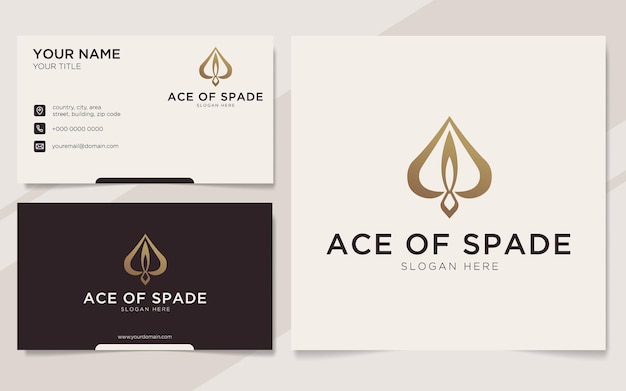 Luxury ace of spade outline logo and business card template