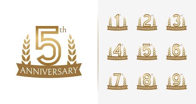 Luxury anniversary logo collections for birthday event or invitation card with premium concept