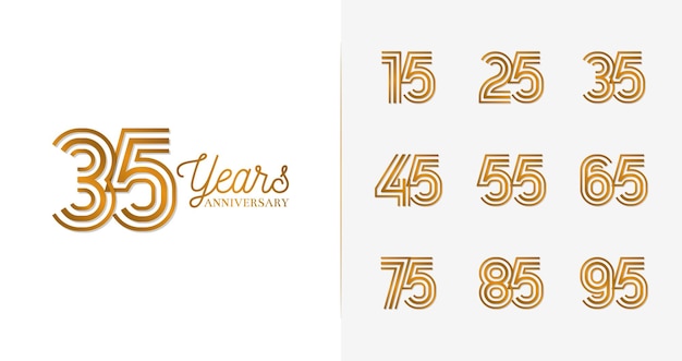 Luxury anniversary logo collections for happy celebrations with line and premium concept