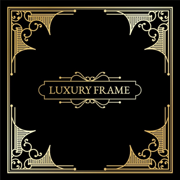 Luxury antique art deco elements big  golden borders frames corners dividers and headers
