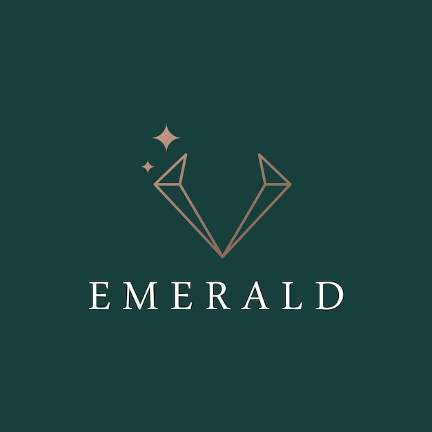 Luxury Antique Emerald Gemstone logo template in trendy style for jewelry