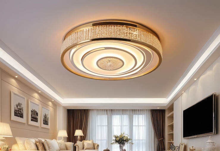 Vector luxury apartments with a bedroom and living area in contemporary style with classic elements blue w