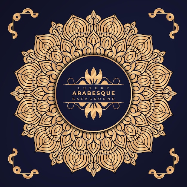 Vector luxury arabesque background with gold color mandala design template