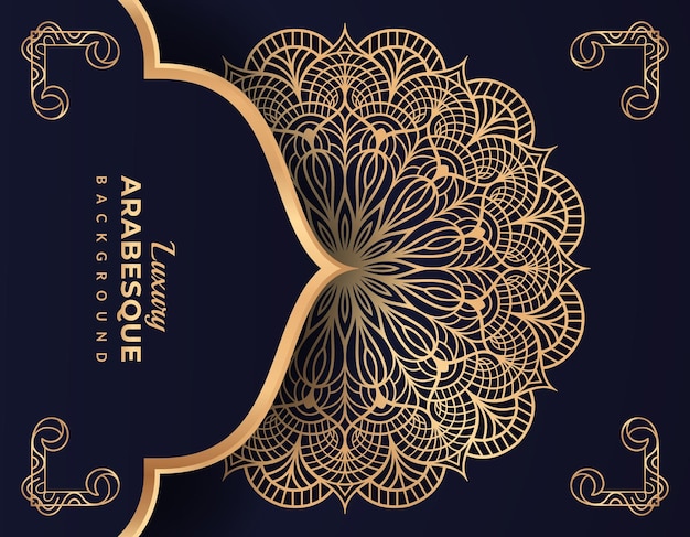 Vector luxury arabesque mandala background in gold color islamic style