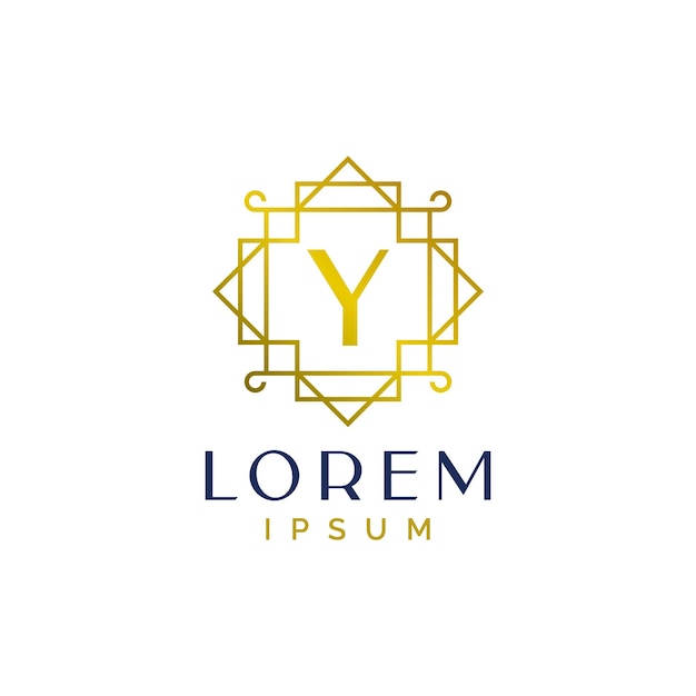 럭셔리 아트 데코 라인 글자 Y 로고 템플릿