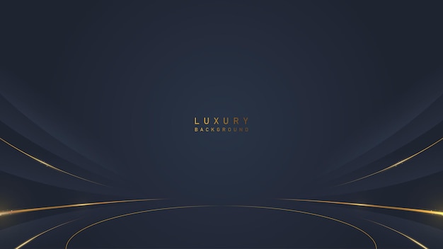 Vector luxury award podium in dark blue background with golden line luxury premium vector design