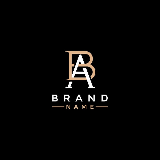 роскошный векторный логотип монограммы начальных букв BA или AB