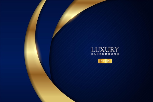 Luxury Background Abstract Premium Dynamic Shape Blue with Elegant Glow Gold