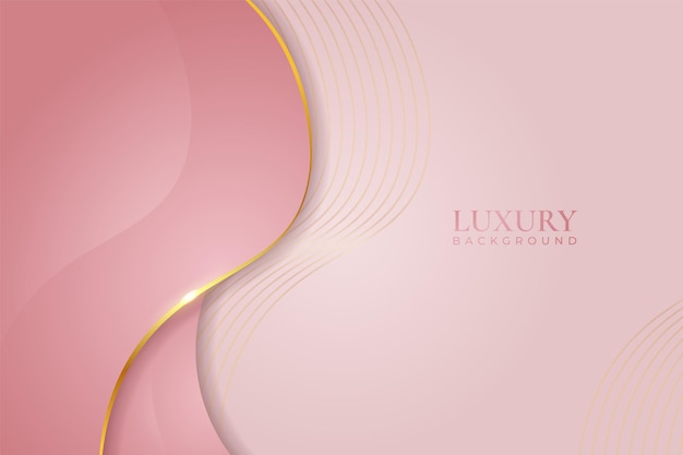 Sfondo di lusso curva dinamica rosa pastello morbido elegante linea dorata lucida