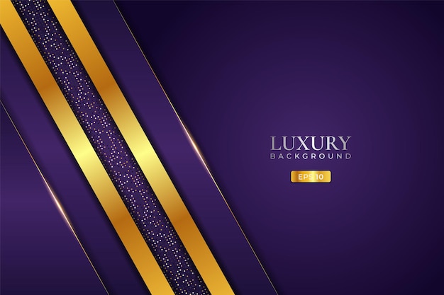 Luxury Background Purple Diagonal Overlapped Layer with Elegant Glow Golden Effect and Glitter