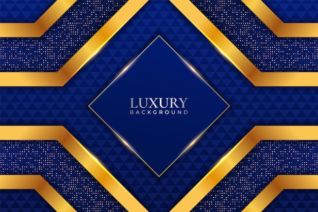 Luxury background realistic geometric blue with golden glitter shiny effect