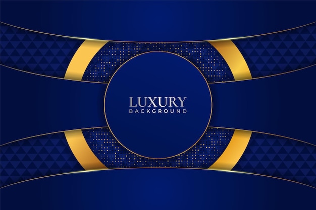 Luxury background realistic overlapped blue circle with golden glitter shiny effect