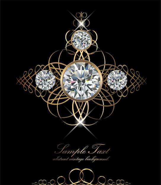 Luxury background with diamonds and gold ornaments.