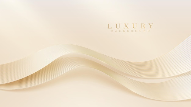 Luxury background with glitter golden curve lines elements, banner cover design.