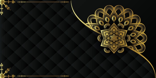 暗い表面にゴールドイスラムアラベスクマンダラ飾りと豪華な背景