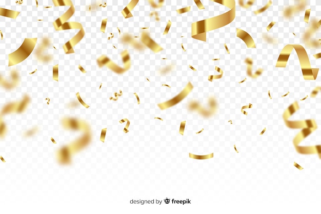 Luxury background with golden confetti falling down