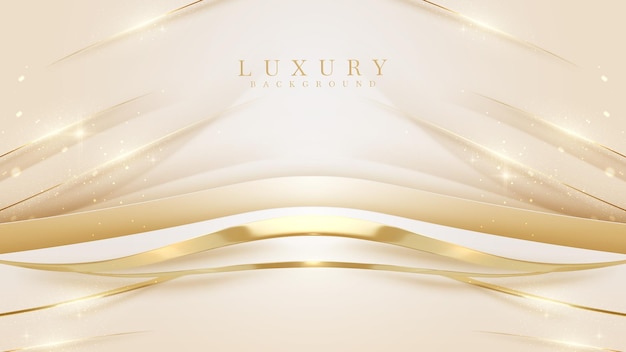 Luxury background with golden curve line elements and glitter light effect decoration