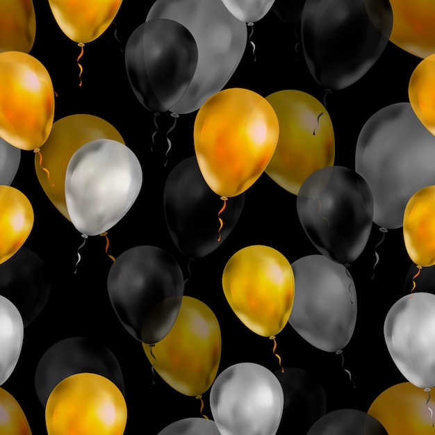 Luxury balloons in gold, silver and black colours