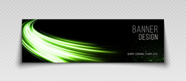 Luxury banner with wavy sparkling green line