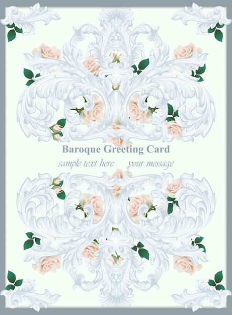 Luxury baroque ornament with roses flowers background