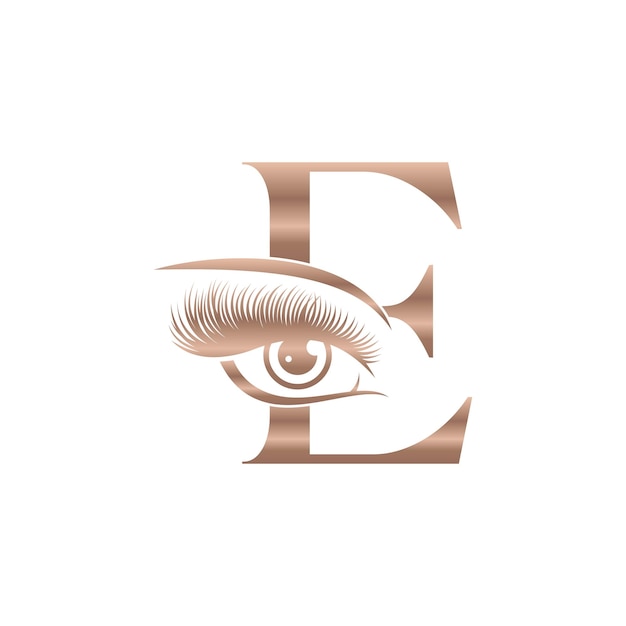 Luxury Beauty Eye Lashes Logo Letter E