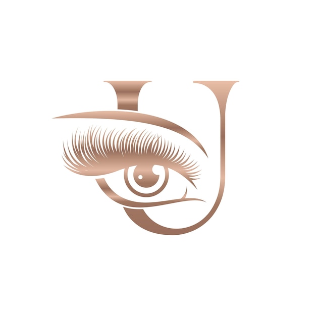 Vettore luxury beauty eye lashes logo lettera u