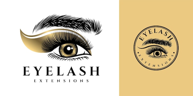 Luxury beauty eye lashes logo vector template премиум векторы