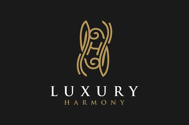 Design del logo della lettera h iniziale di bellezza di lusso