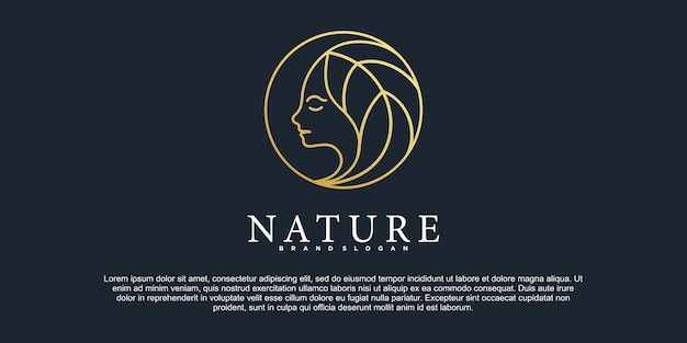 Luxury beauty nature logo design with modern line art style premium vektor