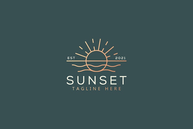 Luxury beauty sunset and wave abstract logo