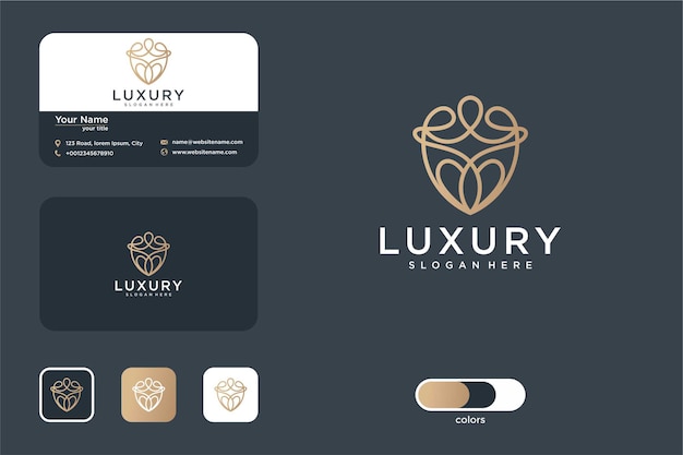 Bellezza di lusso con design del logo line art e biglietto da visita