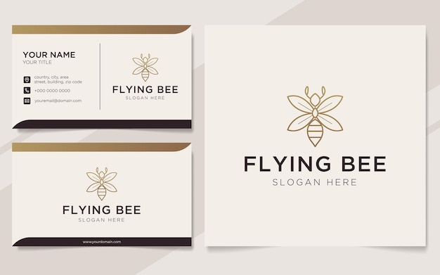 Роскошный логотип пчелы и шаблон визитной карточки