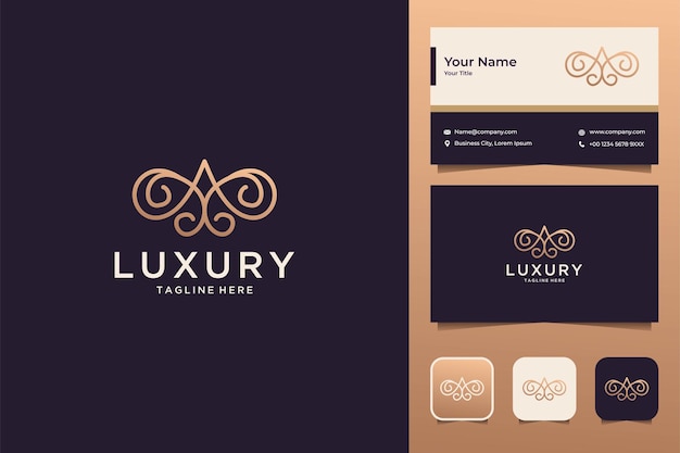 Luxury bird with line art logo design and business card