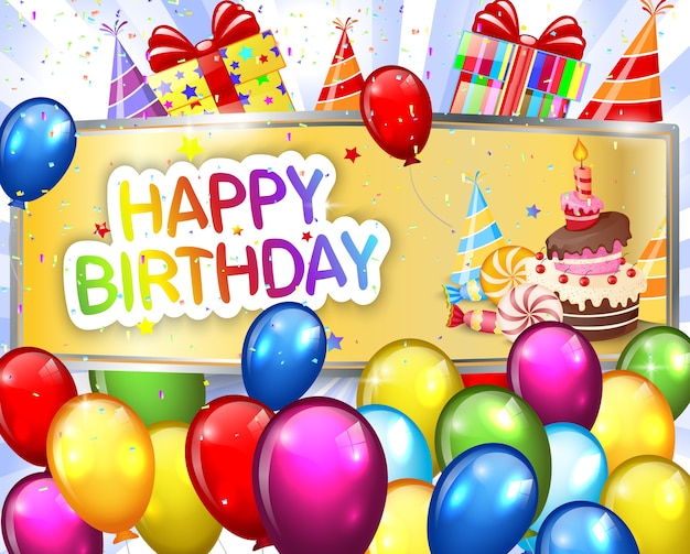 Vector luxury birthday background with colorful balloons