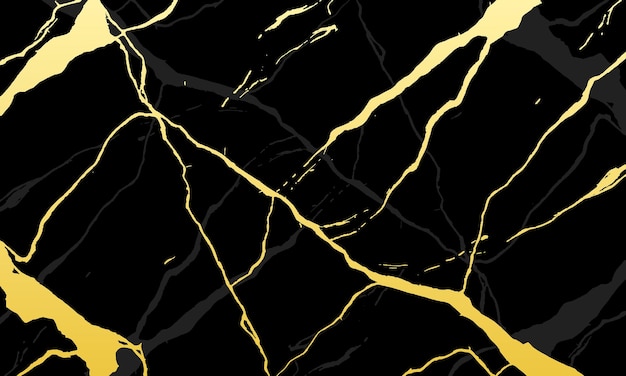 Вектор Роскошный чёрный и золотой мраморный вектор фона панорамный дизайн мраморной текстуры для баннера