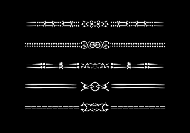 ベクトル 豪華な黒とレトロな仕切りセット。書道のデザイン。