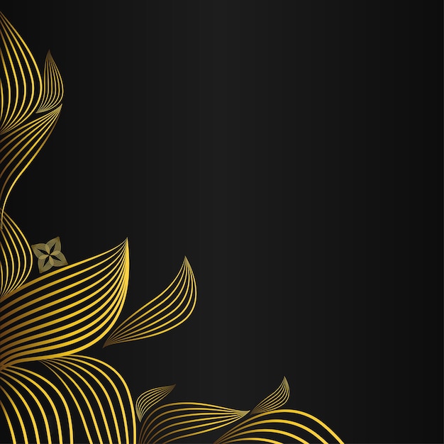 Luxury black background with gold floral ornament