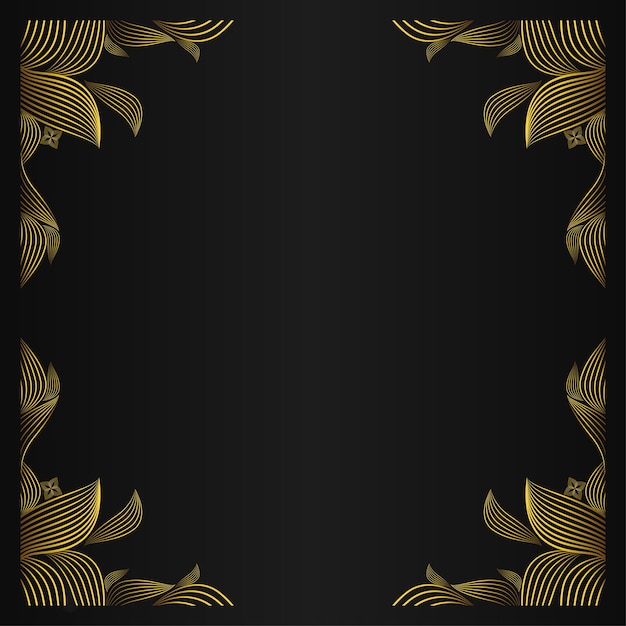 Luxury black background with gold floral ornament