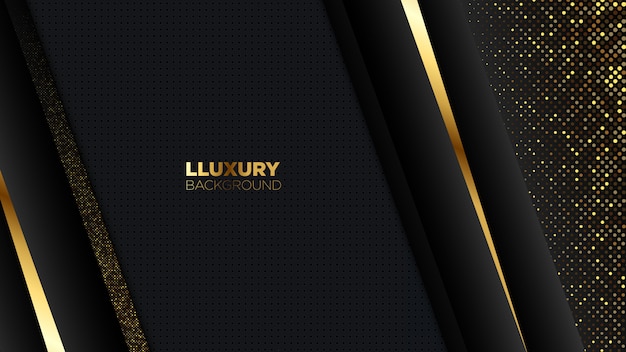 Luxury black background with golden line 