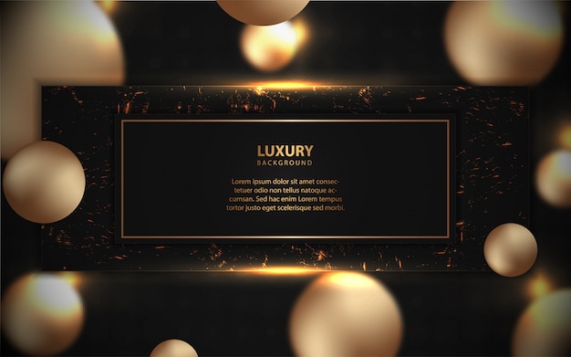 Luxury black background with golden spheres decoration